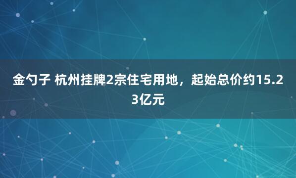 金勺子 杭州挂牌2宗住宅用地，起始总价约15.23亿元