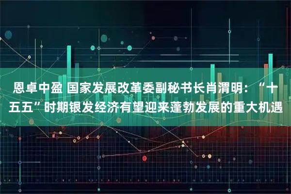 恩卓中盈 国家发展改革委副秘书长肖渭明：“十五五”时期银发经济有望迎来蓬勃发展的重大机遇